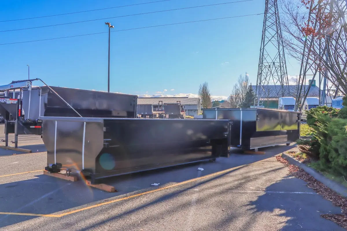 Roll-off dumpster ready for waste disposal at job site for 40 Yard Dumpster Rental in Newman